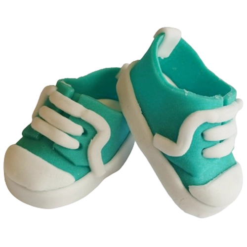 Figurki ozdoby na tort buciki trampki dekoracje na roczek baby shower urodziny buty turkusowe