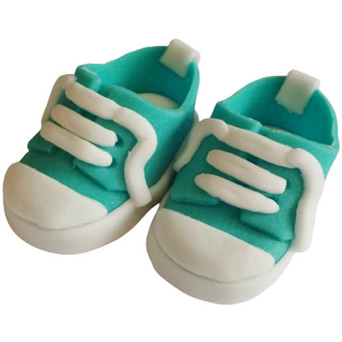Figurki ozdoby na tort buciki trampki dekoracje na roczek baby shower urodziny buty turkusowe