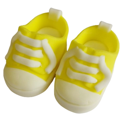 Figurki ozdoby na tort buciki trampki dekoracje na roczek baby shower urodziny buty żółte