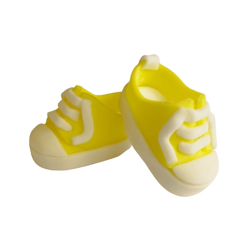 Figurki ozdoby na tort buciki trampki dekoracje na roczek baby shower urodziny buty żółte