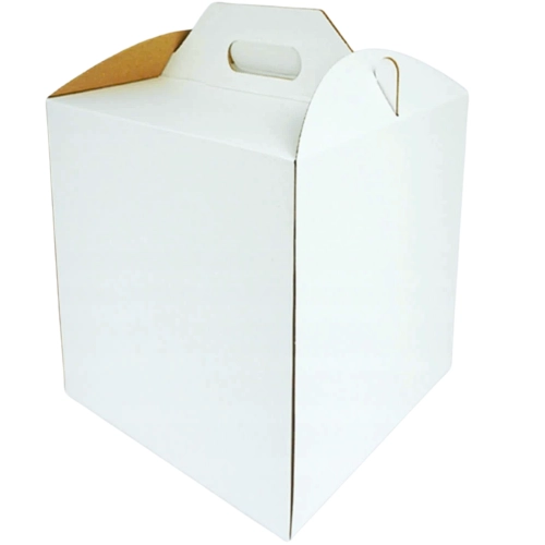 Pudełko na ciasto 5 sztuk opakowanie karton na tort z rączką chrzest wesele biały 28x28x35