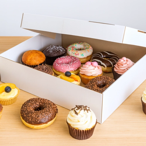 Pudełko na ciasto pączki donut karton na tort opakowanie chrzest wesele biały 5 sztuk 30x30x10