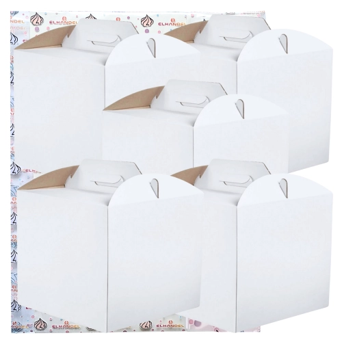 Pudełko na ciasto 5 sztuk opakowanie karton na tort z rączką chrzest wesele biały 30x30x30