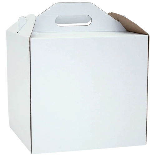 Pudełko na ciasto 5 sztuk opakowanie karton na tort z rączką chrzest wesele biały 30x30x35
