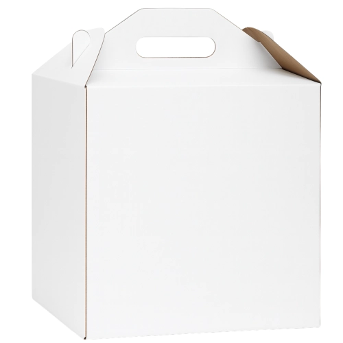 Pudełko na ciasto opakowanie karton na tort z rączką chrzest wesele biały 30x30x35