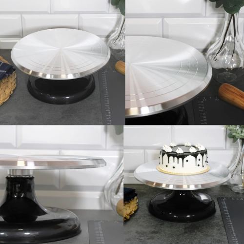 Patera obrotowa dekorator do tortu ciasta aluminiowa 30 cm dekoracje urodzinowe stabilna ciężka