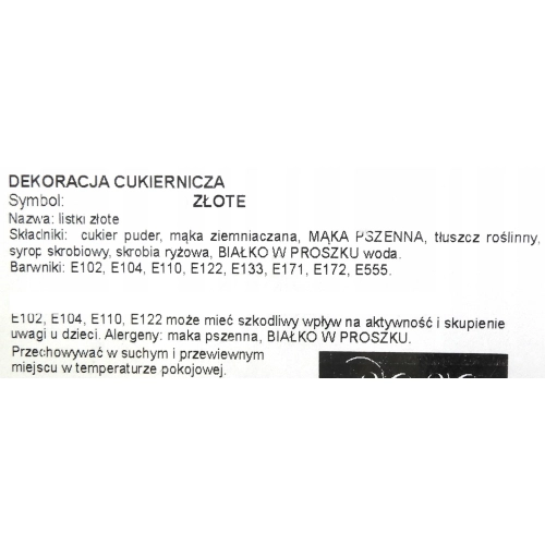 Figurki cukrowe listki złote ozdoby na tort dekoracje urodzinowe liście 10 sztuk