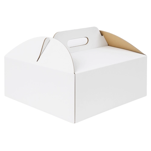 Pudełko na ciasto 5 sztuk opakowanie karton na tort z rączką chrzest wesele biały 34x34x12