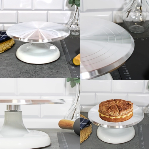 Patera obrotowa dekorator do tortu ciasta aluminiowa 25 cm dekoracje urodzinowe stabilna