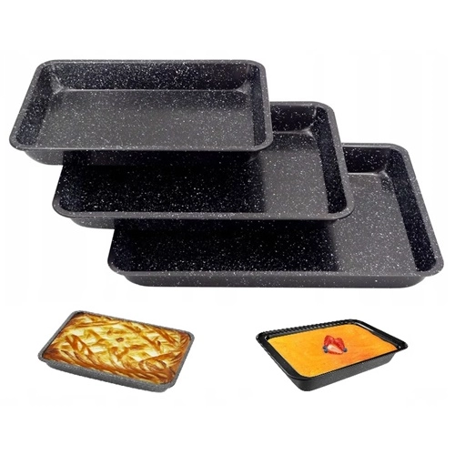 Zestaw blach do pieczenia forma do ciasta mięsa dań marmurkowa blacha forma non-stick 3 szt
