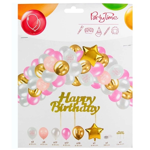 Girlanda balony na urodziny topper różowy mix
