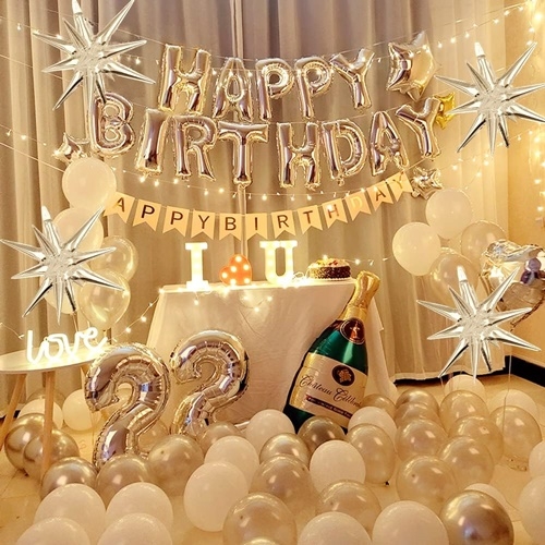 Balon foliowy urodziny dekoracja srebrna gwiazda 3D