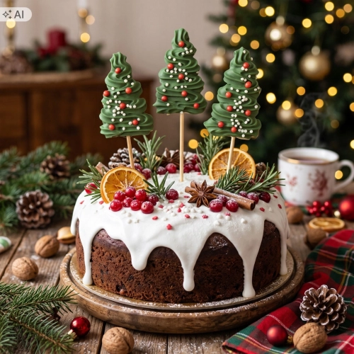 Figurki świąteczne cukrowe 3 sztuki topper choinki bezowe na ciasto babeczki święta