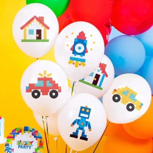 Balony dekoracja urodziny klocki piksele ozdoby 5 sztuk