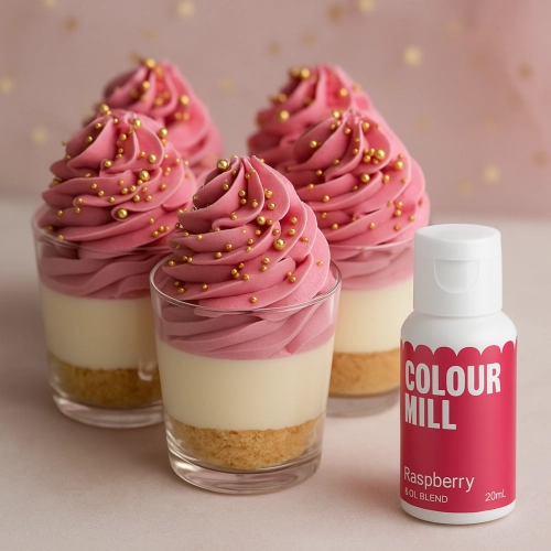 Barwnik olejowy do mas tłustych kremu czekolady różowy raspberry colour mill 20ml