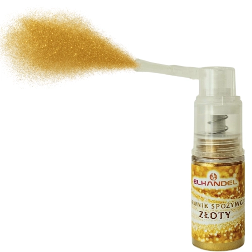 Barwnik pyłek w sprayu ozdoby na tort drobny metaliczny połysk złoty pompka 5g