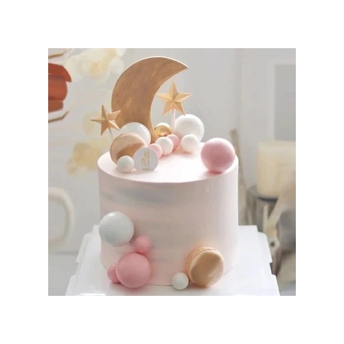 Dekoracja tort topper urodziny kula na piku kulka biały 6x