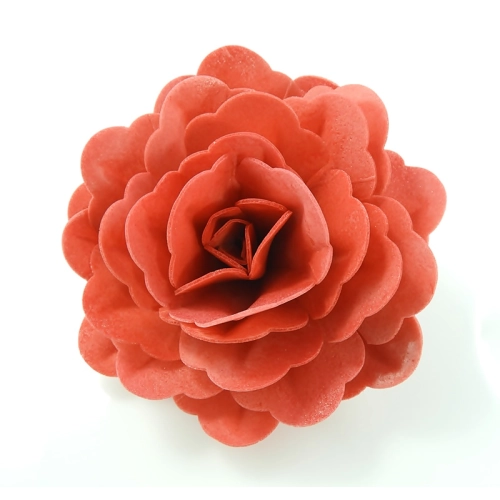 Kwiaty ozdoby na tort kwiat waflowy róża dekoracje urodzinowe czerwona duża 12,5 cm