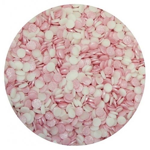 Posypka cukrowa confetti biało różowa 6mm 30g
