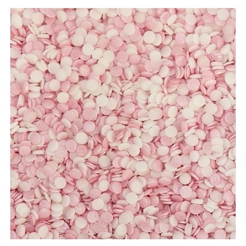 Posypka cukrowa confetti biało różowa 6mm 30g