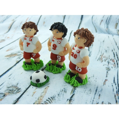 Figurki cukrowe ozdoby na tort piłkarze piłka dekoracje urodzinowe zestaw sportowy 4 sztuki