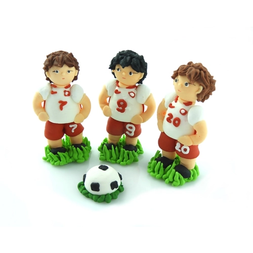 Figurki cukrowe ozdoby na tort piłkarze piłka dekoracje urodzinowe zestaw sportowy 4 sztuki