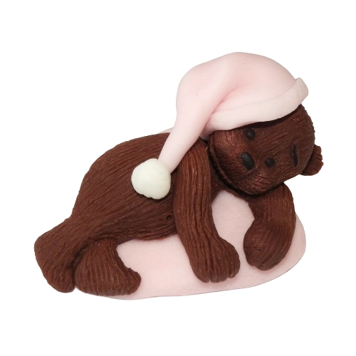 Figurka na tort miś dekoracje urodziny chrzest baby shower różowy brązowy