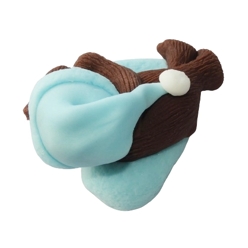 Figurka na tort miś śpiący dekoracje urodziny chrzest baby shower niebieski brąz
