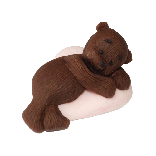 Figurka na tort miś dekoracje urodziny chrzest baby shower różowy brązowy
