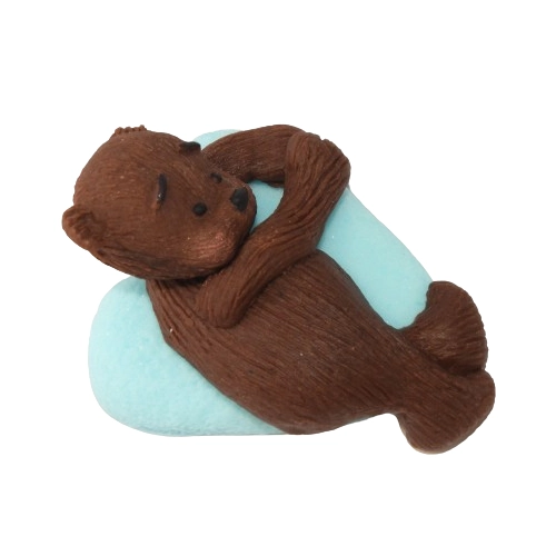 Figurka na tort miś dekoracje urodziny chrzest baby shower niebieski brąz