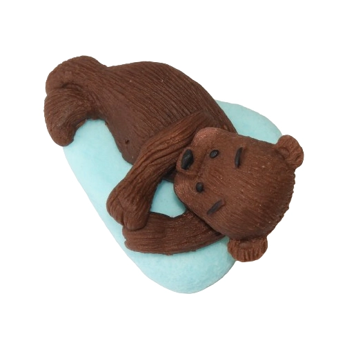 Figurka na tort miś dekoracje urodziny chrzest baby shower niebieski brąz