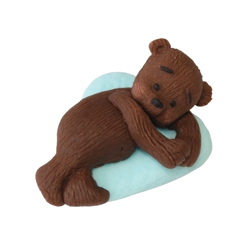 Figurka na tort miś dekoracje urodziny chrzest baby shower niebieski brąz
