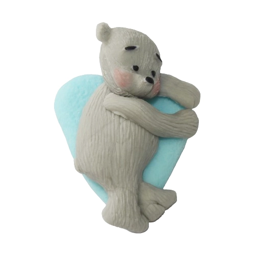 Figurka na tort miś dekoracje urodziny chrzest baby shower niebieski szary