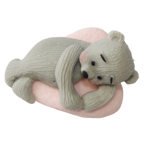 Figurka na tort miś dekoracje urodziny chrzest baby shower różowy szary