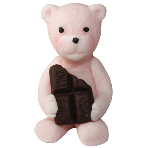 Figurka na tort miś dekoracje urodziny chrzest baby shower różowy brązowy