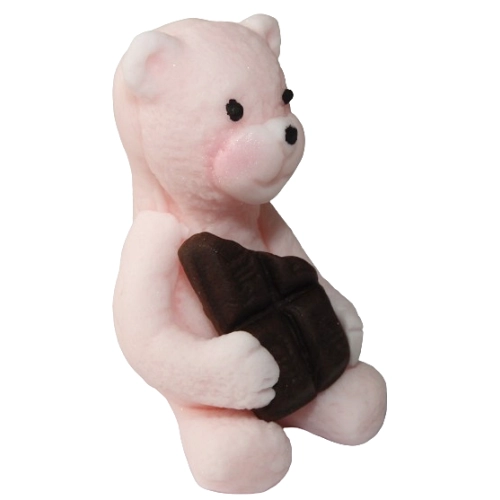 Figurka na tort miś dekoracje urodziny chrzest baby shower różowy brązowy
