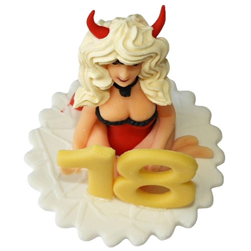 FIGURKA NA TORT dekoracje urodzinowe DIABLICA kawalerski 18 lat OZDOBA