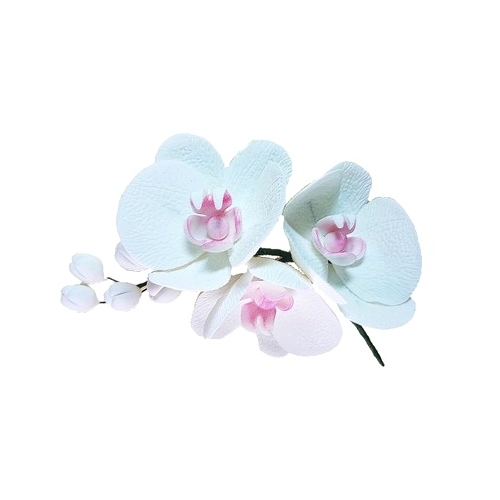 Kwiat cukrowy orchidea biała gałązka do dekoracji tortu 1 szt.