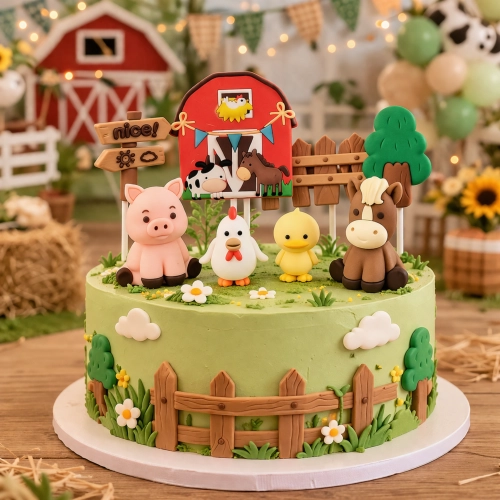 Topper na tort figurki 9 sztuk zwierzęta farma dekoracje urodzinowe ozdoby