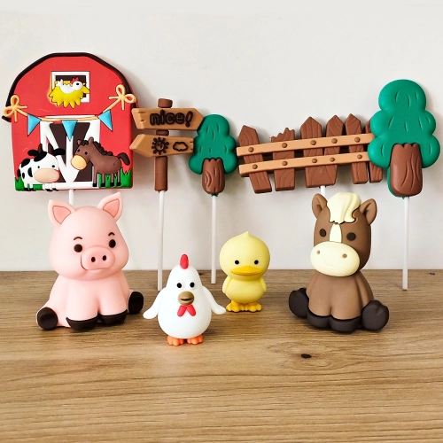 Topper na tort figurki 9 sztuk zwierzęta farma dekoracje urodzinowe ozdoby