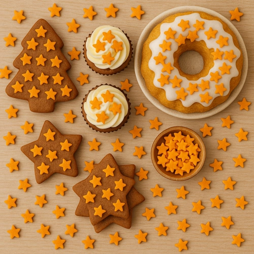 Posypka świąteczna cukrowa na tort Boże Narodzenie gwiazdki złote 1kg