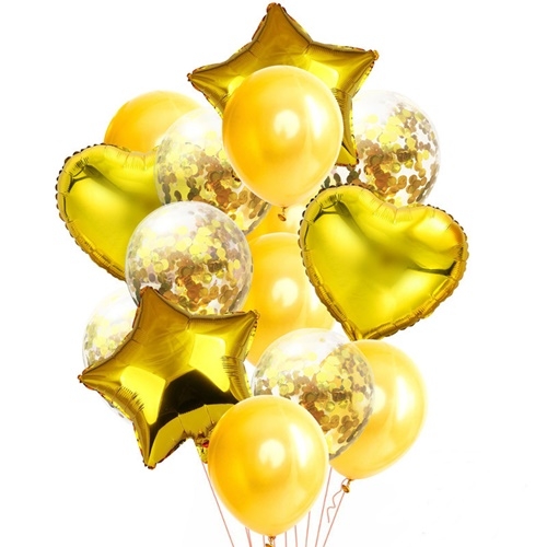 Balony dekoracja urodziny złoty konfetti mix 20x