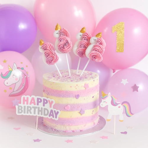 Figurki na tort topper jednorożec unicorn dekoracje urodzinowe ozdoby na tort 3 sztuki