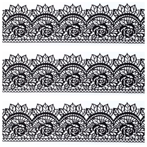 Koronka cukrowa czarna 3 sztuki ozdoby na tort dekoracje urodzinowe komunia wesele