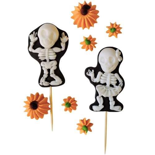 Figurki na tort kościotrupy dynie dekoracje halloween ozdoby na tort 8 sztuk