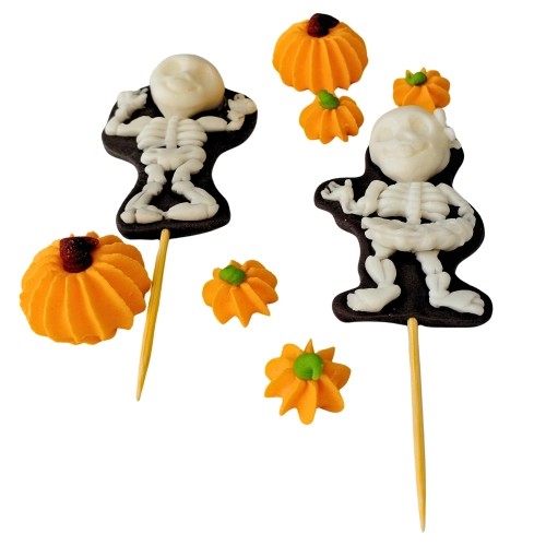 Figurki na tort kościotrupy dynie dekoracje halloween ozdoby na tort 8 sztuk