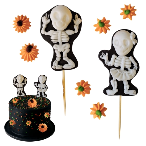Figurki na tort kościotrupy dynie dekoracje halloween ozdoby na tort 8 sztuk
