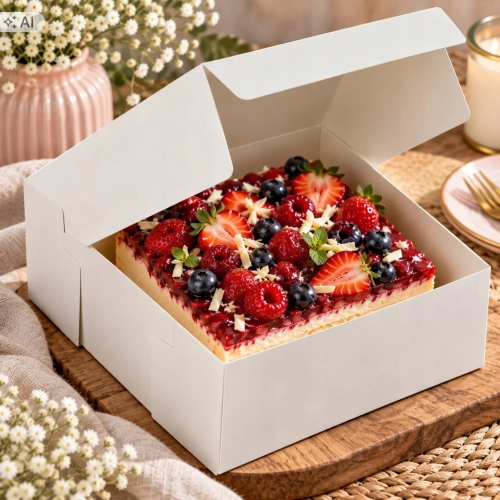 Pudełko na ciasto karton 10 sztuk biały 18x18x12cm urodziny chrzest wesele baby shower