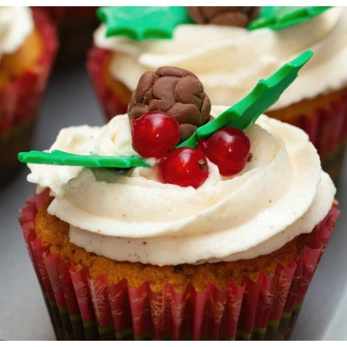 Figurka świąteczna na tort mini listki ostrokrzew posypka dekoracje cukrowe święta pierniki 20szt