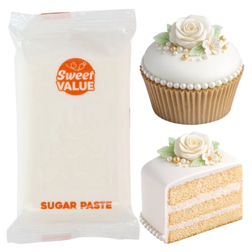 Masa cukrowa 200g Sweet VALUE lukier plastyczny biały do dekoracji tortu ciast